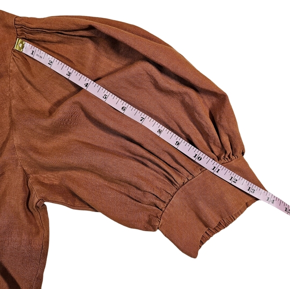 Young Fabulous&Broke Linen Blend Cropped Knot Front Miranda Top, Orange, Small - Picture 15 of 15